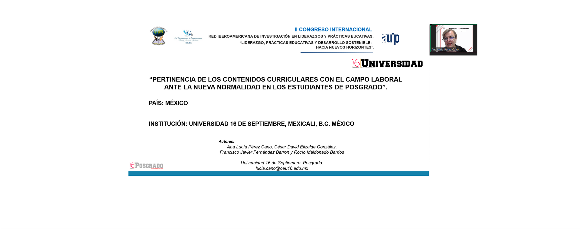 Presenta área de posgrados ponencia en Congreso Internacional de la Red Iberoamericana de Investigación en Liderazgos y Prácticas Educativas
