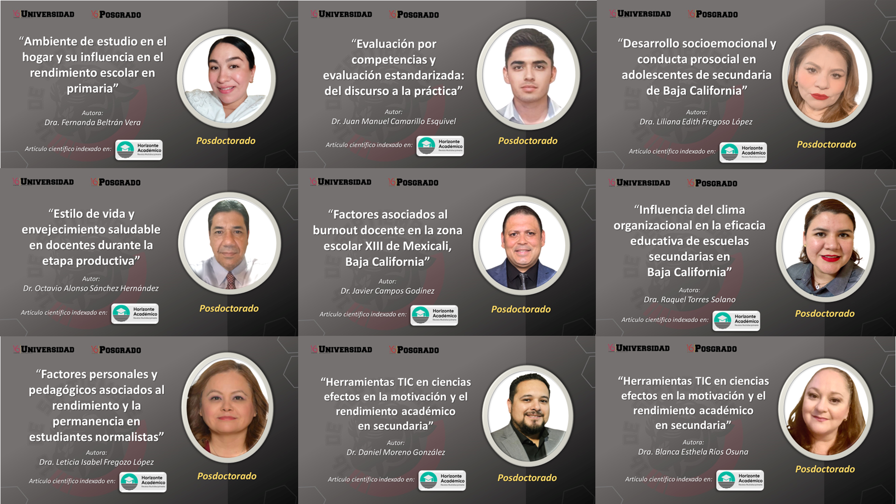 Estudiantes de Posdoctorado y Doctorado publican artículos científicos en la revista "Horizonte Académico"